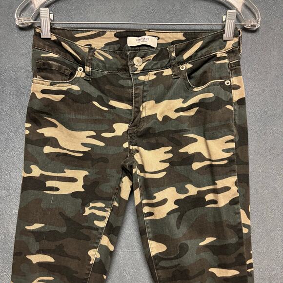 Forever 21 Army Camo Pants Skinny Jeans Juniors 25 Stretchy Distressed Grunge - Picture 12 of 12